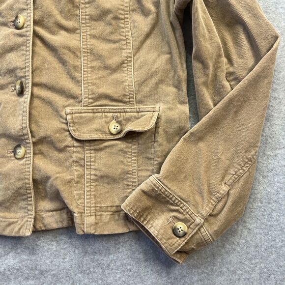 Villager Womens Corduroy Jacket 12 Beige Stretch Button Front Classic Retro Y2K - Picture 3 of 12